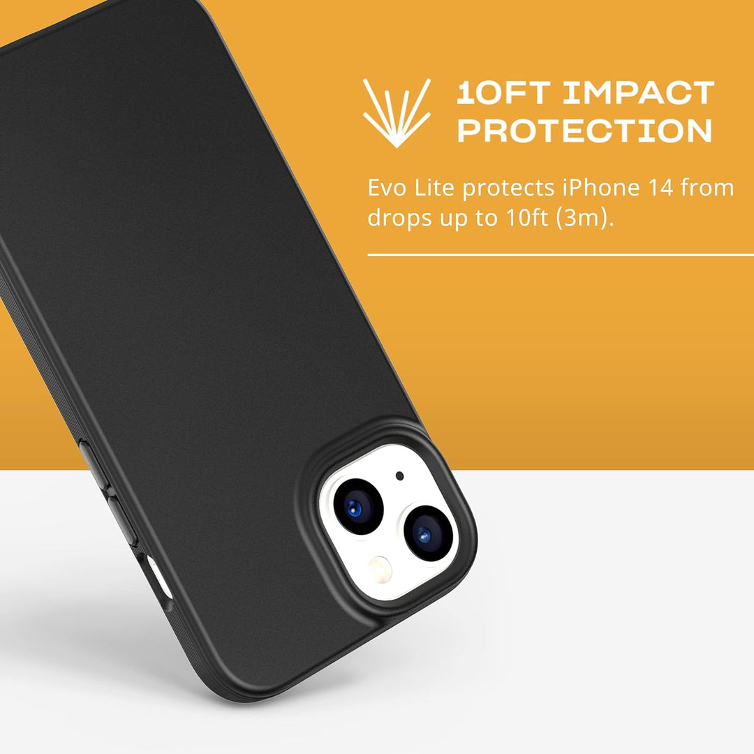 tech21 iPhone 14 Evo Lite – Dünne & Stossdämpfende Handyhülle mit 3,0 m Multi-Drop-Schutz, Schwarz i