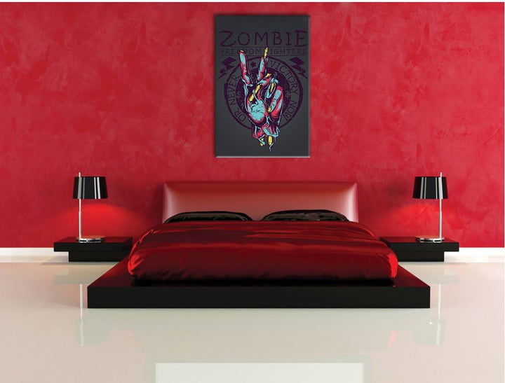 Pixxprint Victory Black Bild auf Leinwand, XXL riesige Bilder fertig gerahmt mit Keilrahmen, Kunstdr