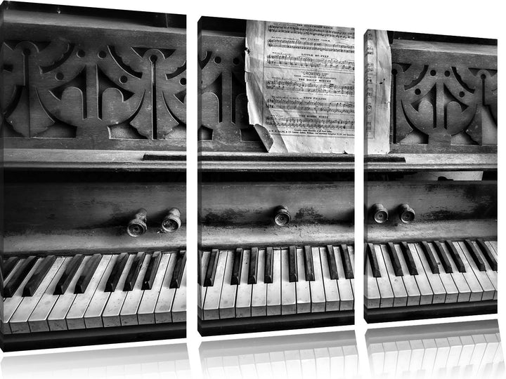 Pixxprint Klavier mit Notenblatt als Leinwandbild/Grösse: 3 Teilig (120x80) cm/Wandbild/Kunstdruck/f