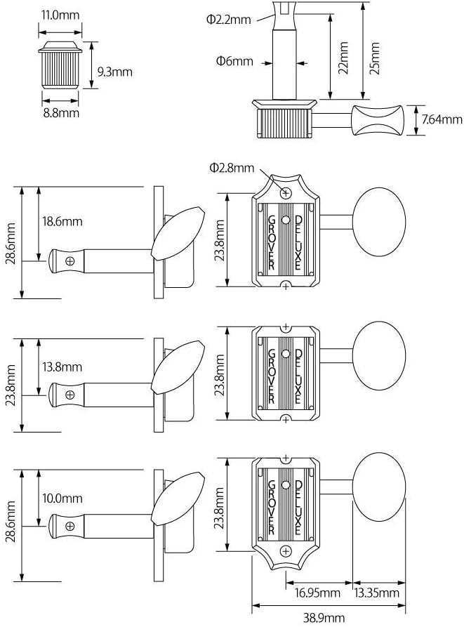 Grover 133N6 Gitarrenmechaniken