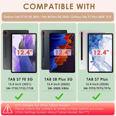 KATUMO Hülle für Samsung Galaxy Tab S7 FE 2021/S8+ Plus 2022 /S7+ Plus 2020 12,4 Zoll Tablet, Soft S