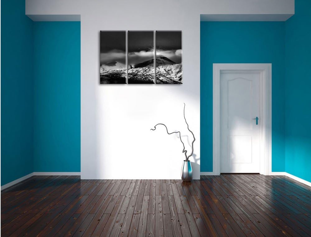 Pixxprint Gefährlicher Vulkanausbruch als Leinwandbild | Grösse: 3 Teilig (120x80) | Wandbild| Kunst