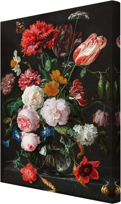 Leinwandbild Jan Davidsz de Heem Stillleben Blumen in Einer Glasvase, 90 x 60 cm 90cm x 60cm, 90cm x