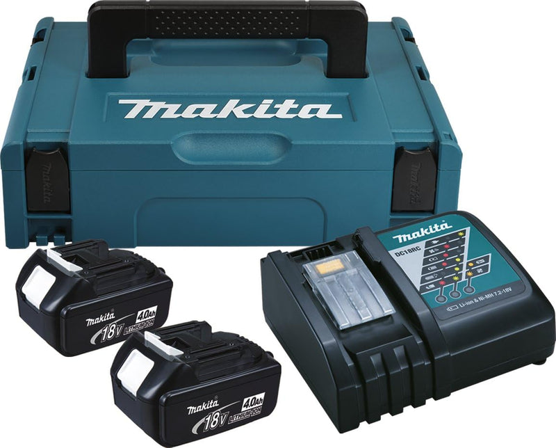 Makita Power Source Kit 4 Ah, 2 Akkus, Inklusive Ladegerät und Koffer, 196866-5