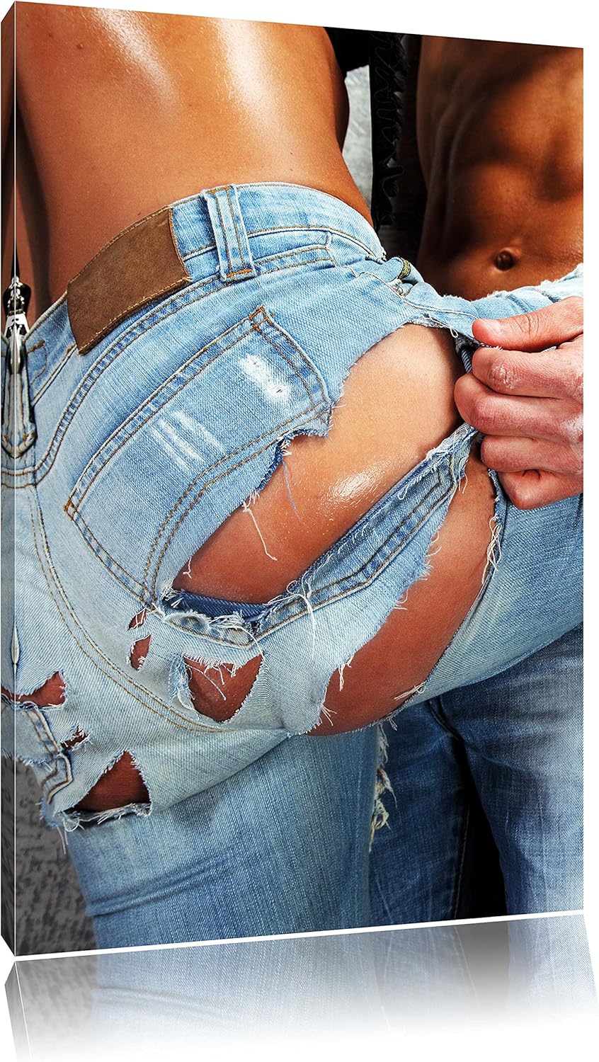 Sexy Pärchen Jeans, Format: 100x70 auf Leinwand, XXL riesige Bilder fertig gerahmt mit Keilrahmen, K