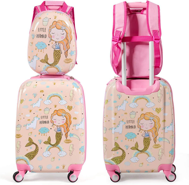 DREAMADE Kinderkoffer Jungen mit Rucksack 18"+12", 2 TLG. Kinderkoffer Set, Kindergepäck Trolley, Ki