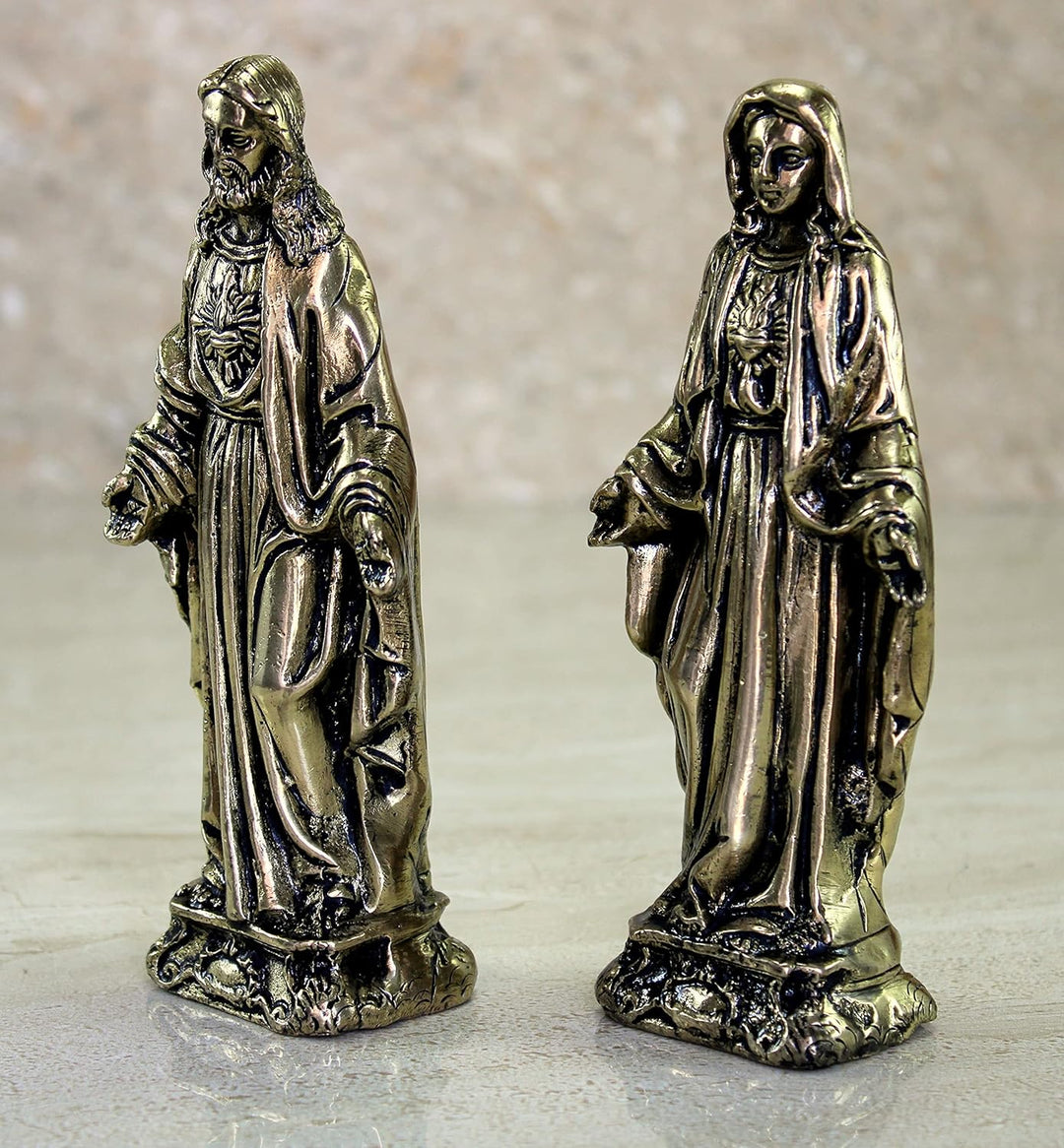 eSplanade Jesus Christus und Mutter Maria Idol Statue Skulptur aus Messing, 14,6 cm