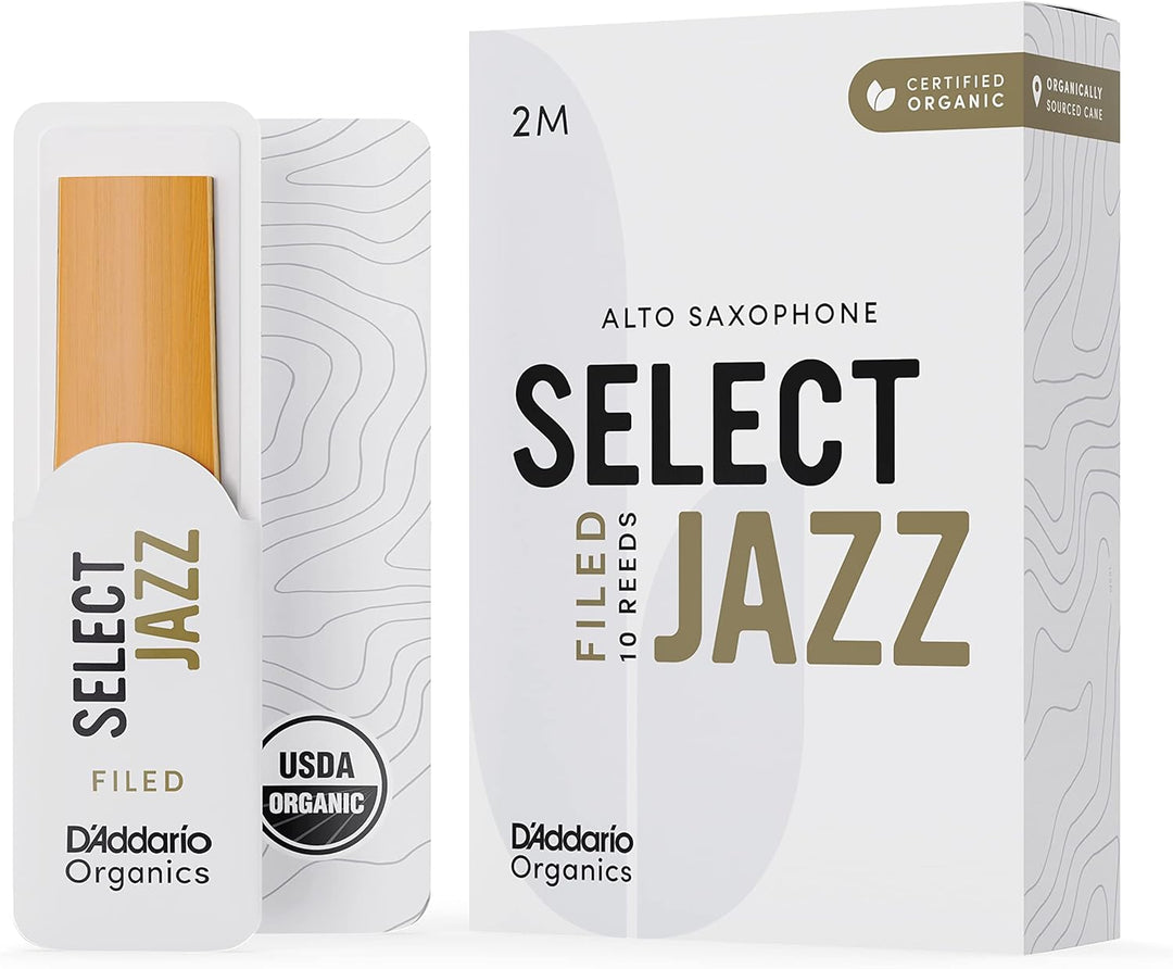 D'Addario Organisch Select Jazz Filed Alto Saxophon-Stimmzungen - Saxophonrohre - 2 Mittel, 10 Packu