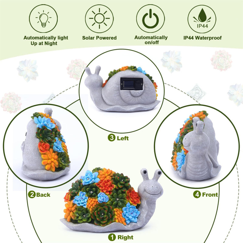 Yeomoo Schnecken Deko Gartenfiguren Gartendeko mit Solarlampen für Aussen: Lustig Schnecke Deko Wohn
