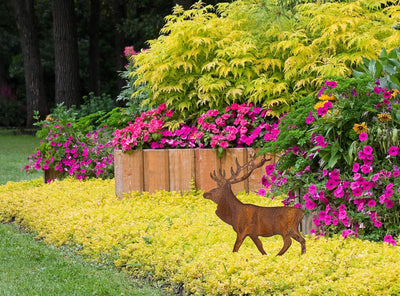 Blümelhuber Hirsch Rost Deko für Garten - Metall Edelrost Gartenstecker Hirsch Figur auch für den Ba