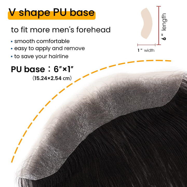Lordhair Toupet Herren,100% Europäisches Echthaar Herren Toupet Echthaar,V-LOOP Skin Toupet Herren,T