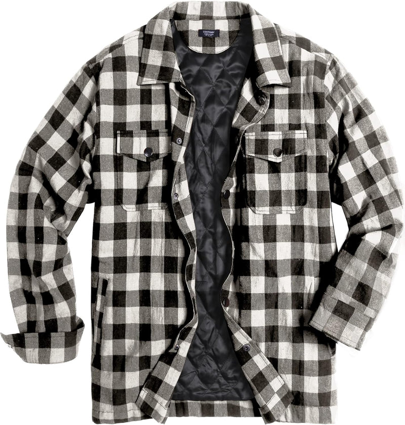 COOFANDY Herren Hemd Flanellhemd Kariert Gefüttert Holzfällerhemd Langarm Casual Button Down Winter