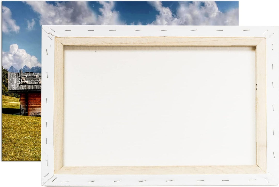 deyoli Alpen Holzhütten Format: 80x60 als Leinwandbild, Motiv fertig gerahmt auf Echtholzrahmen, Hoc
