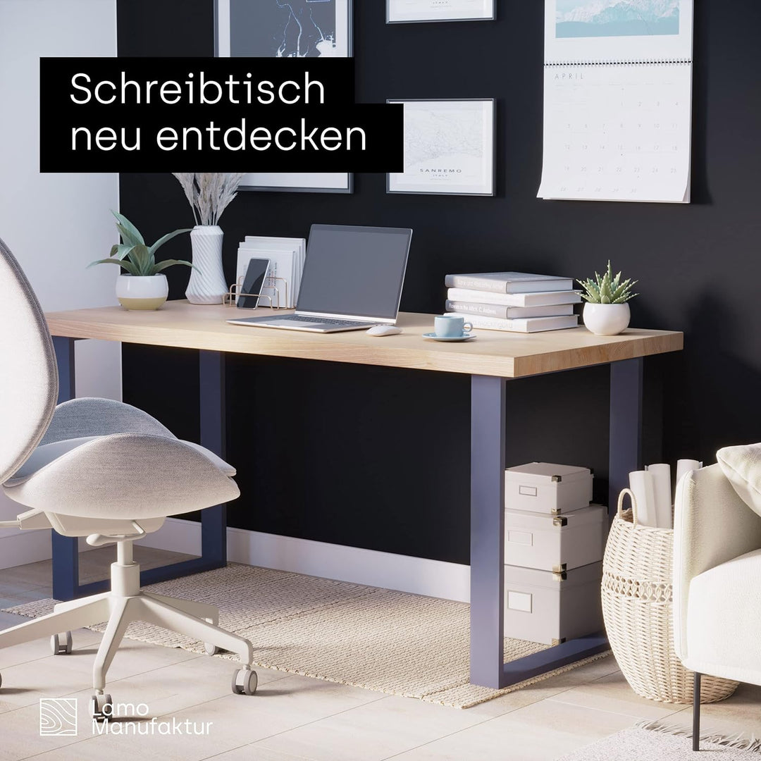 LAMO Manufaktur Tischbeine für Schreibtisch Esstisch, Simple Massive, Vierkantprofil 80x20 mm, Tisch