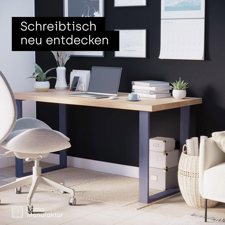 LAMO Manufaktur Tischbeine für Schreibtisch Esstisch, Simple Massive, Vierkantprofil 80x20 mm, Tisch