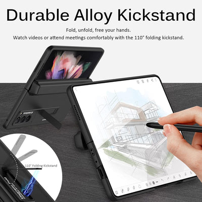 Miimall Handyhülle Kompatibel mit Samsung Galaxy Z Fold 2 Hülle mit S Pen Halter + Stift, PC Schutzh