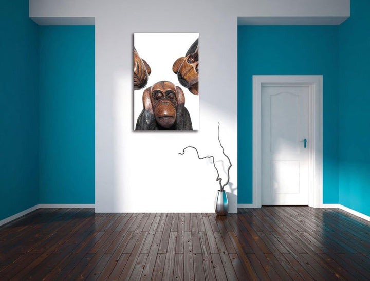 Pixxprint Nichts hören Nichts sehen Nichts Sagen Skelette, Format: 100x70 auf Leinwand, 100x70