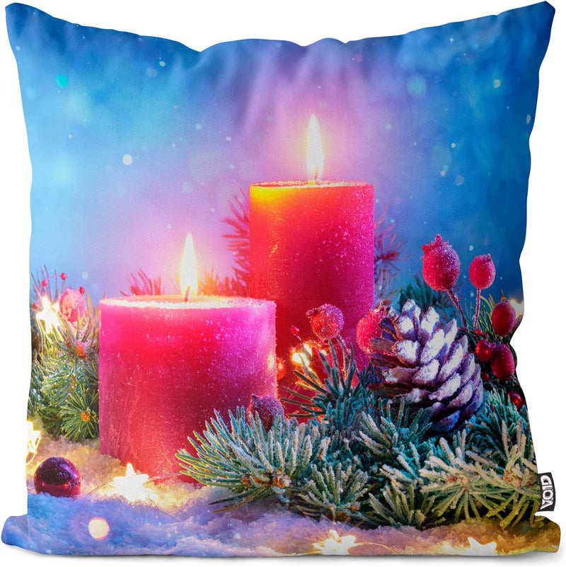 VOID Adventskerzen Kranz Winter Kissenbezug Kissenhülle Sofakissen Kissen Deko Weihnachten Winter We
