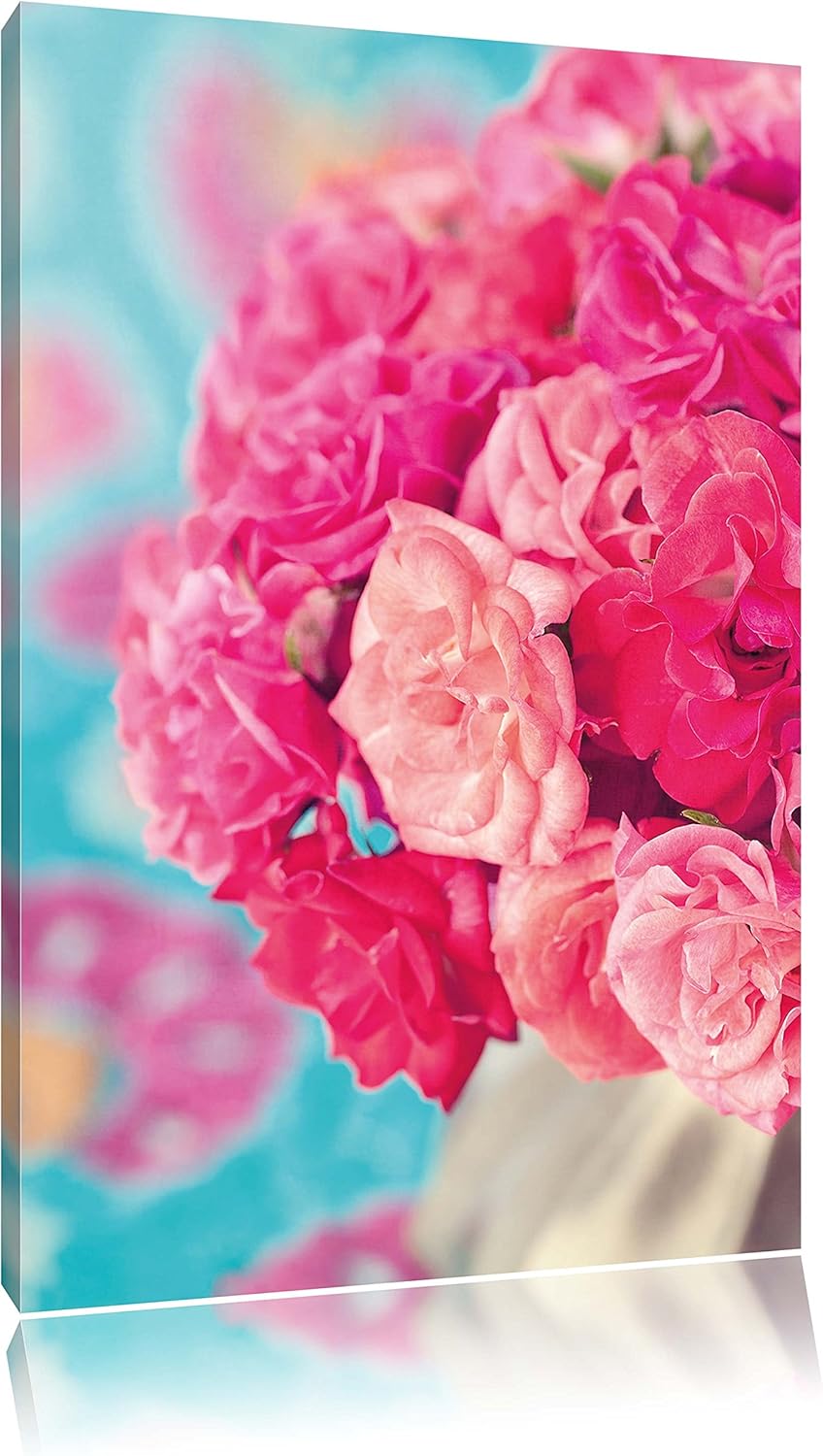 Pinker Rosenstrauss, Format: 100x70 auf Leinwand, XXL riesige Bilder fertig gerahmt mit Keilrahmen,