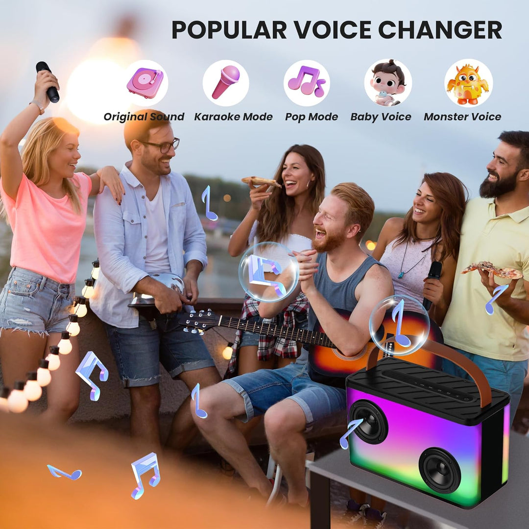 BONAOK Tragbare Karaoke-Maschine, Erwachsene Karaoke Mikrofon mit Box Bluetooth Lautsprech mit 2 Mik