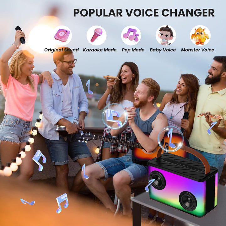 BONAOK Tragbare Karaoke-Maschine, Erwachsene Karaoke Mikrofon mit Box Bluetooth Lautsprech mit 2 Mik