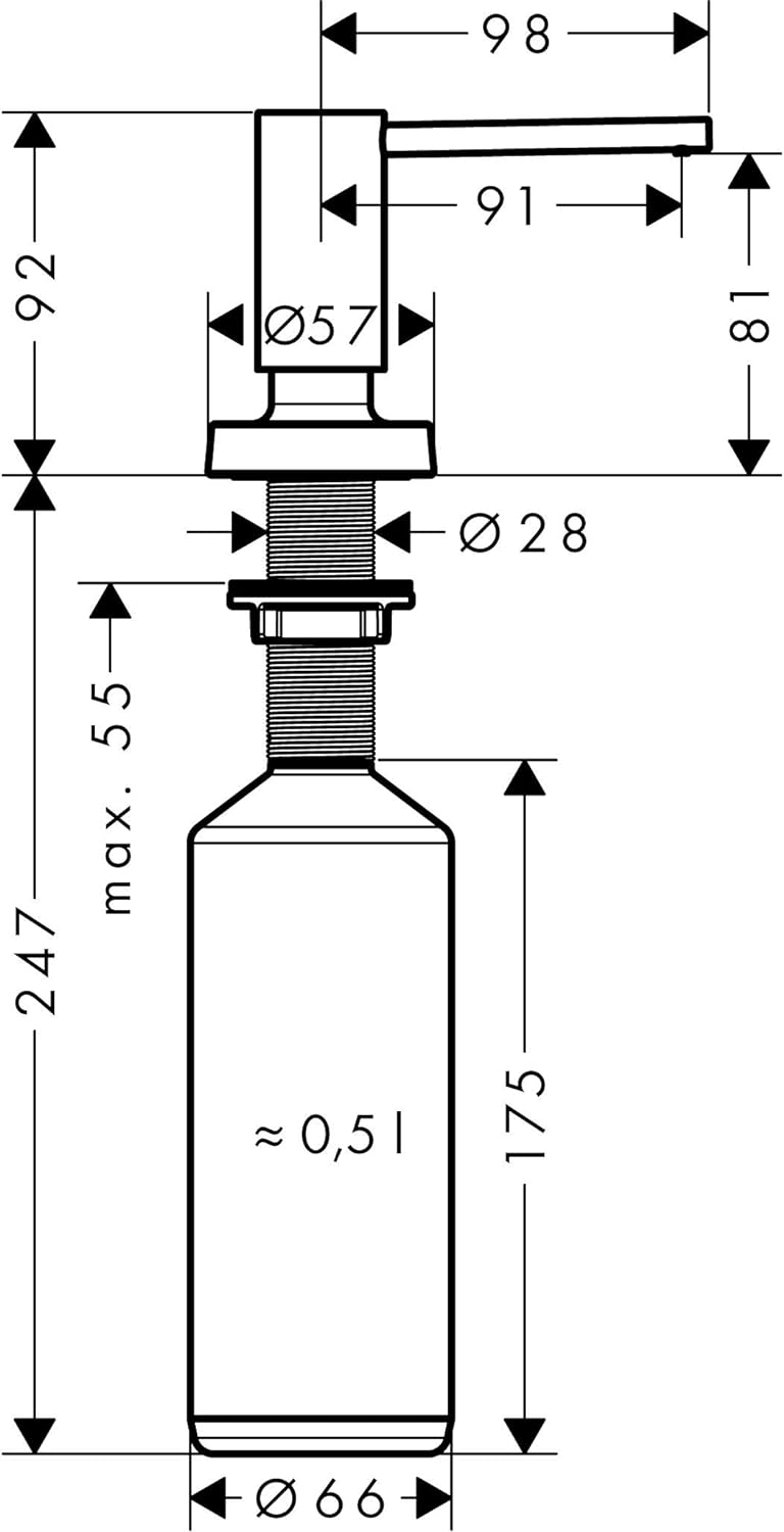 hansgrohe Spülmittel-/ Lotionspender Küchenzubehör (Accessoire, rund) Chrom optionales Zubehör Chrom