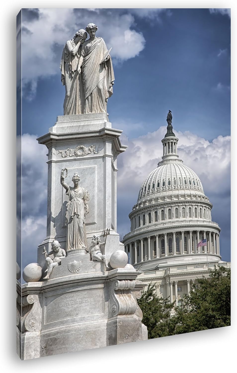 deyoli Friedensdenkmal in Washington Dc Format: 100x70 als Leinwand, Motiv fertig gerahmt auf Echtho