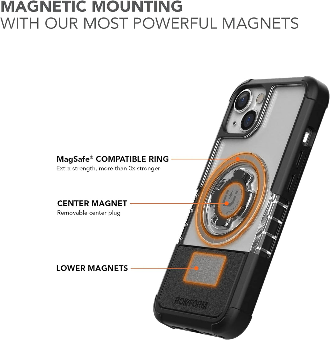 Rokform - iPhone 14 Hülle, Crystal Series, magnetisch + MagSafe kompatibel, klare Apple Hülle, iPhon