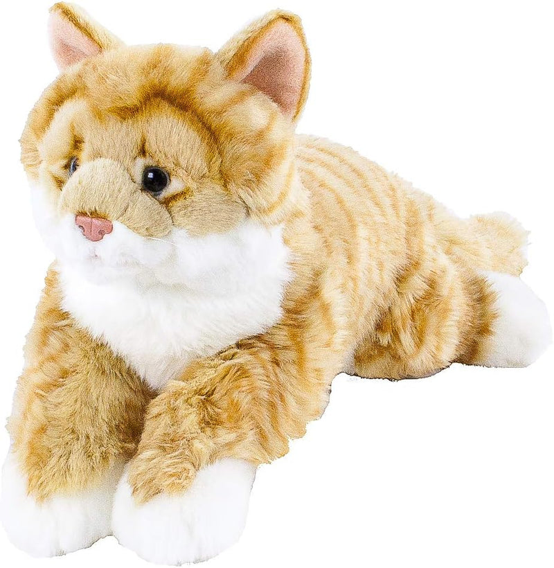 Teddys Rothenburg Uni-Toys Kuscheltier Katze liegend rot/weiss getigert 40 cm Plüschkatze