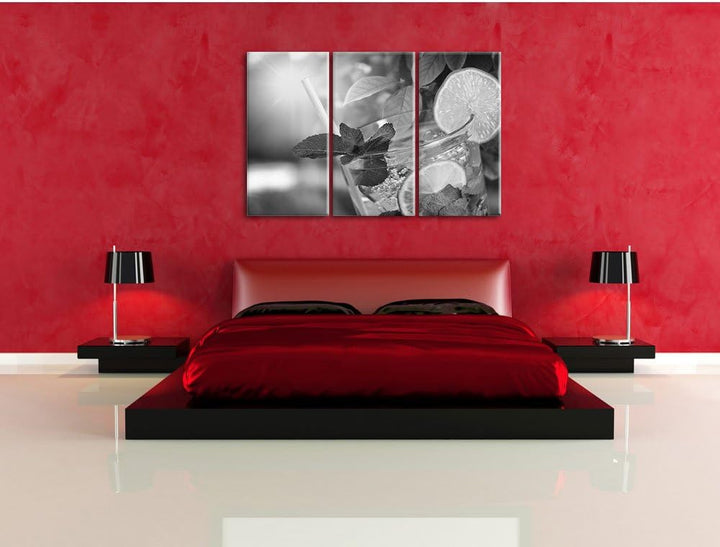 Pixxprint Mojito Cocktail als Leinwandbild/Grösse: 3 Teilig (120x80 cm) cm/Wandbild/Kunstdruck/ferti