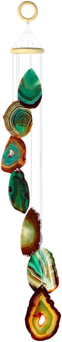KYEYGWO Grün Achat Scheiben Geode Windspiel Sun Catcher KristallsteinGlockenspiel Artwork für Hausga