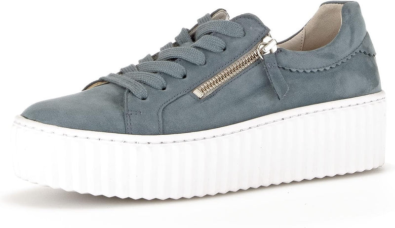 Gabor Damen Low-Top Sneaker, Frauen Halbschuhe,Wechselfussbett 37 EU Blau Jeans 16, 37 EU Blau Jeans