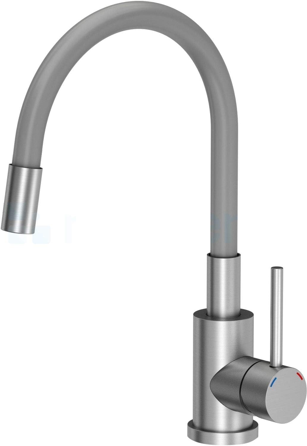 VBChome Inox Spültischarmatur Grau Flexibel 360°drehbar Edelstahl Küche Wasserhahn Küchenarmatur Ein