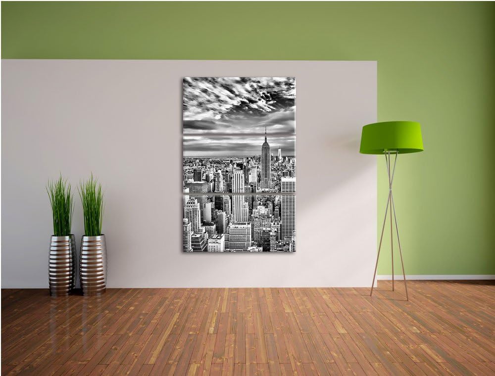 Pixxprint Skyline New York als Leinwandbild/Grösse: 3 Teilig (120x80) cm/Wandbild/Kunstdruck/fertig