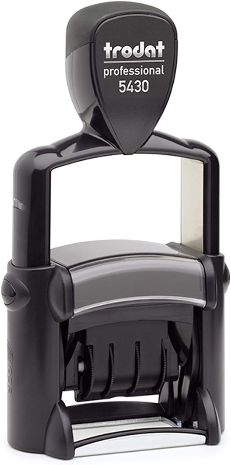 Trodat Professional Text- & Datumsstempel 5430-41x24 mm - 2 Zeilen und Datum, in verschiedenen Farbe