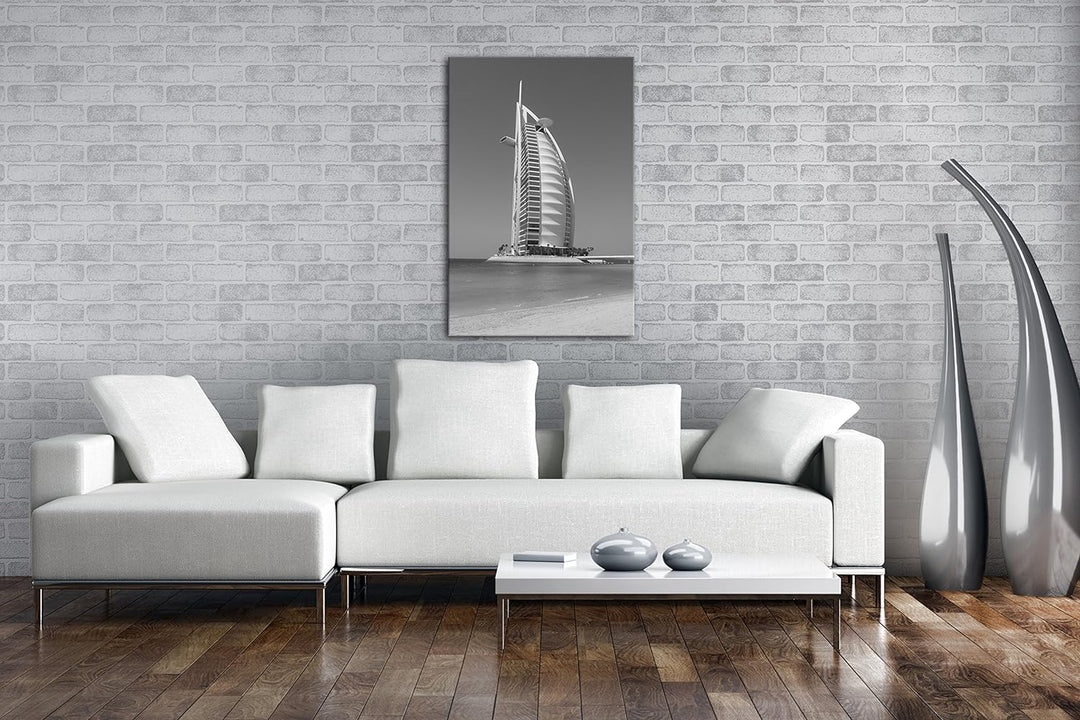 deyoli gigantisches Gebäude in Dubai Effekt: Schwarz/Weiss im Format: 80x60 als Leinwandbild, Motiv