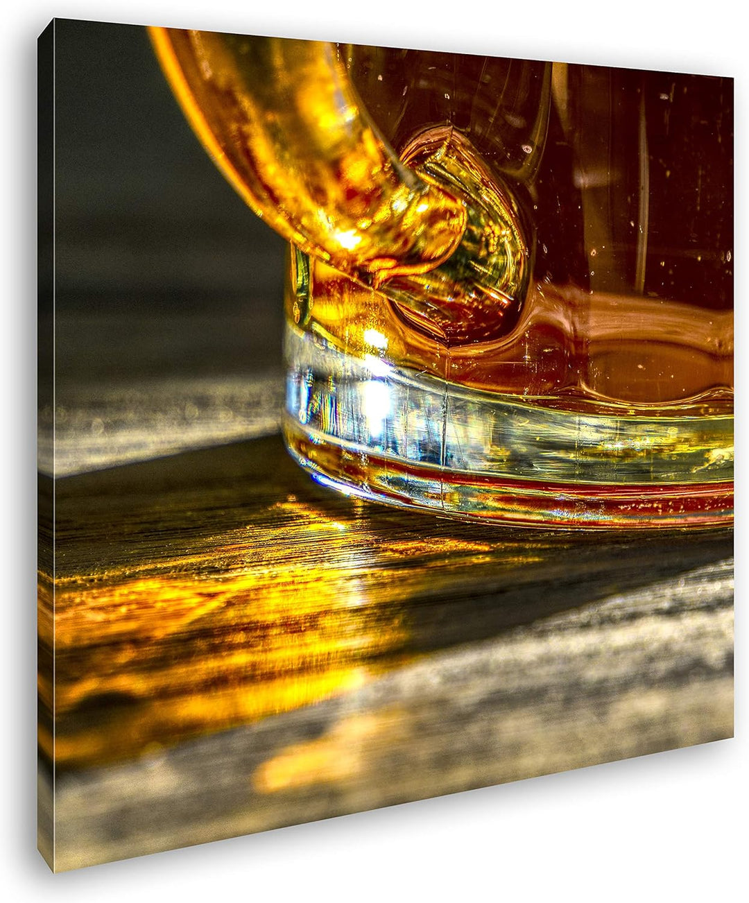 deyoli erfrischend goldenes Bier Format: 70x70 als Leinwand, Motiv fertig gerahmt auf Echtholzrahmen