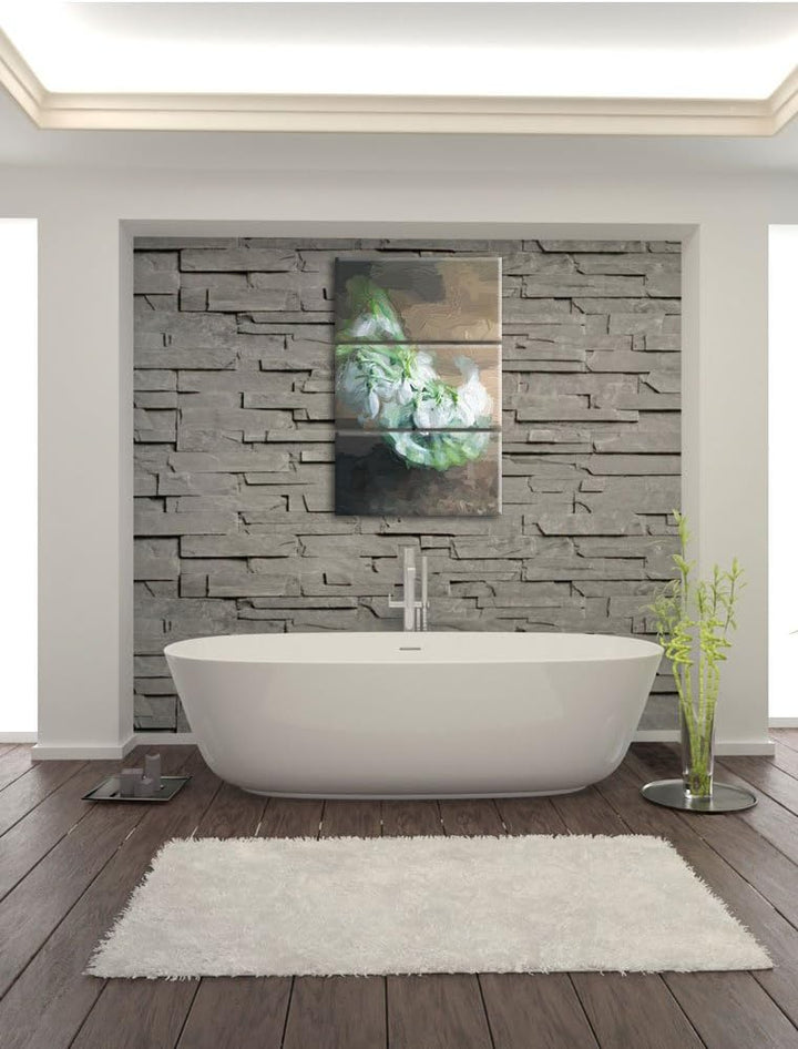 Pixxprint Schneeglöckchen in der Vase als Leinwandbild | Grösse: 3 Teilig (120x80) | Wandbild| Kunst