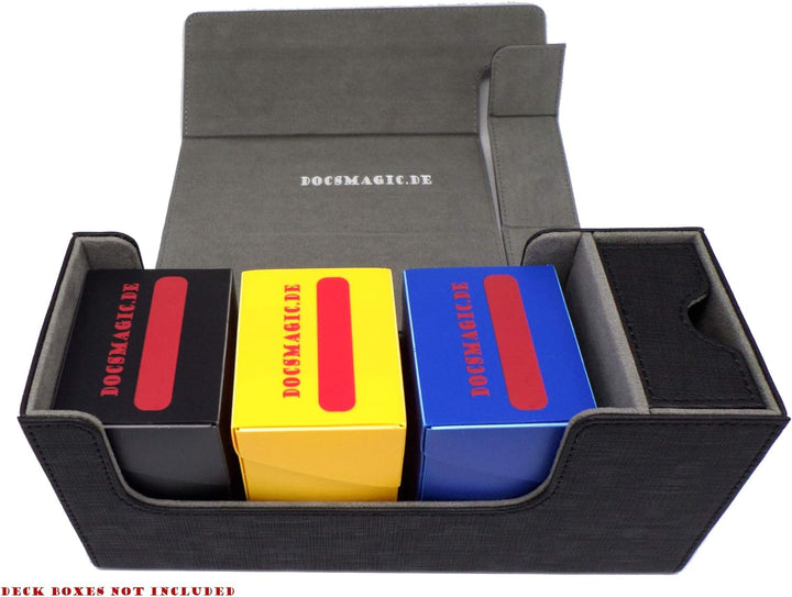 docsmagic.de Premium Magnetic Tray Long Box Black Small + 2 Flip Boxes - Schwarz Small + 2 Flip Boxe