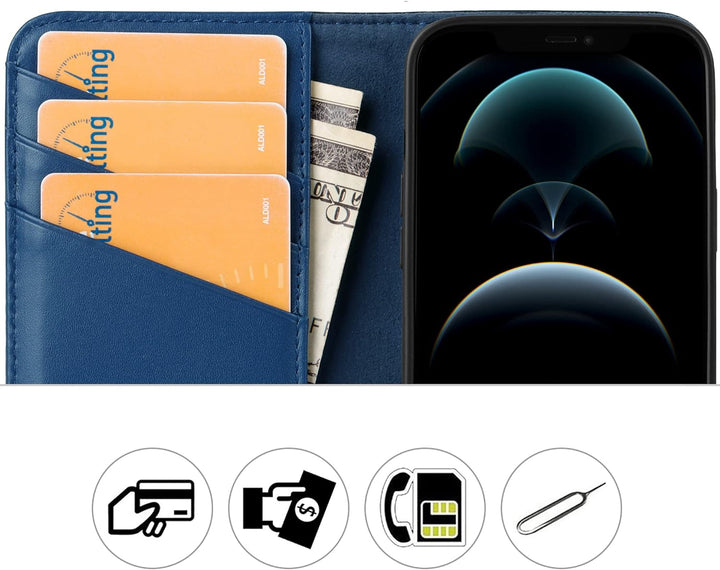 VISOUL iPhone 13 Pro Hülle, Handyhülle [100% Karbonfaser-Leder] [RFID Schutz] [Schützt vor Stoss] [S