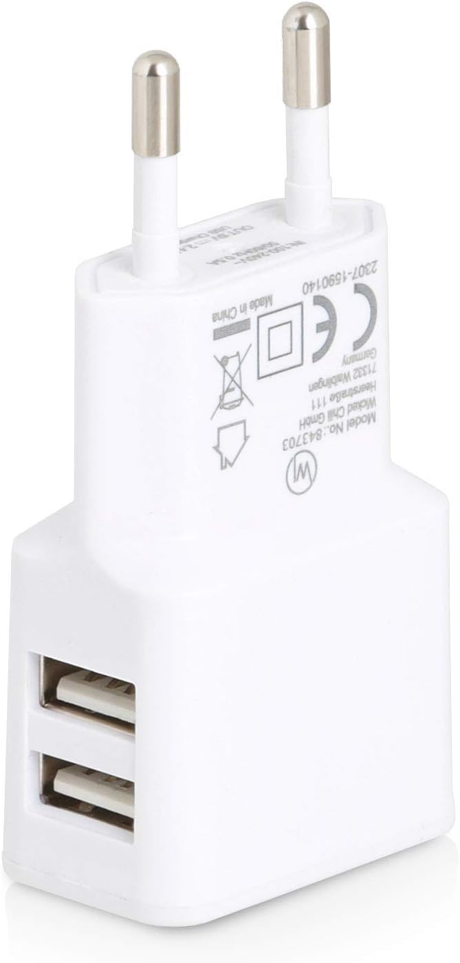 Wicked Chili 4 Stück Dual USB Ladegerät, Universal 90° Netzteil abgewinkelt für Handy, Watch, Powerb