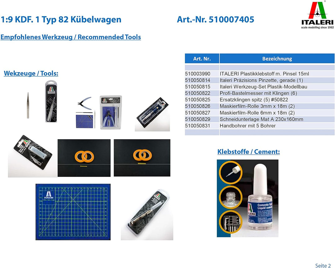 Italeri IT7405 7405S - KDF. 1 Typ 82 Kübelwagen , Modellbau, Bausatz, Standmodellbau, Basteln, Hobby