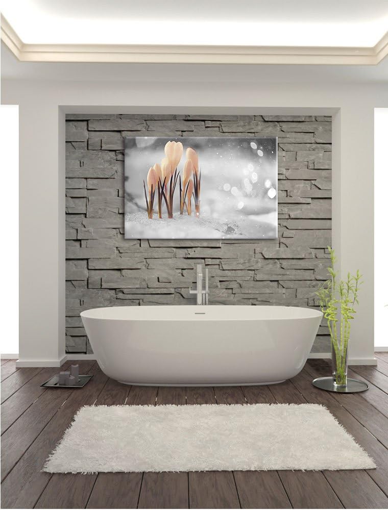 Pixxprint Schneeglöckchen im Frühjahr als Leinwandbild/Grösse: 100x70 cm/Wandbild/Kunstdruck/fertig