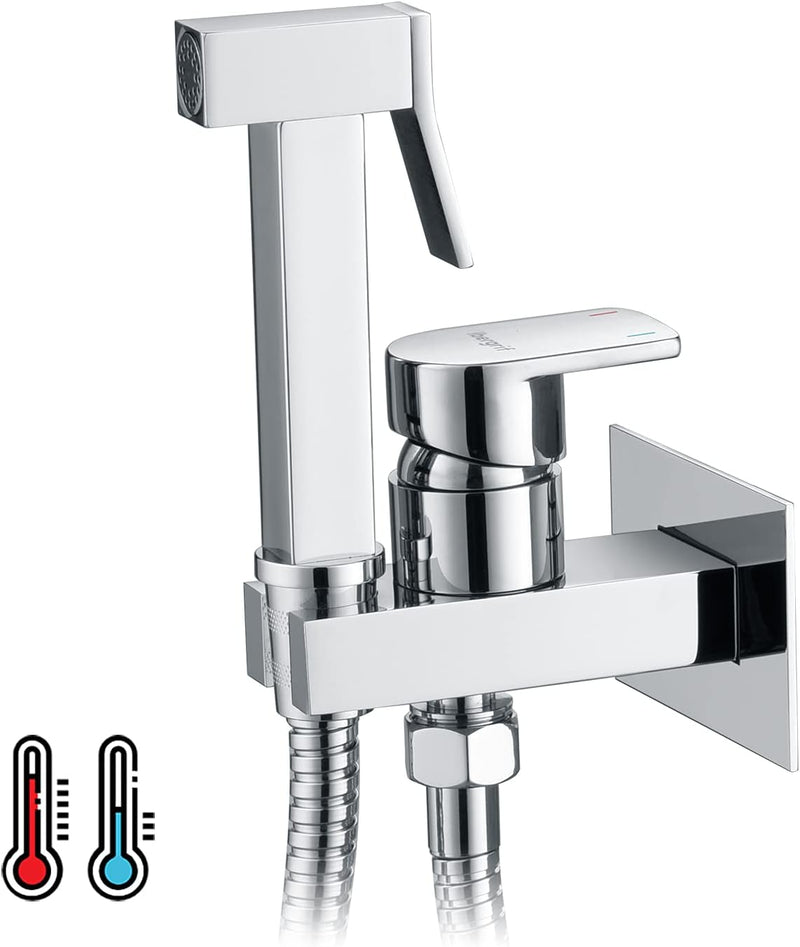 Ibergrif M22019 - Unterputz WC-Bidet Handbrause Set mit Dusche und Halter, Schlauch, Warmes und Kalt