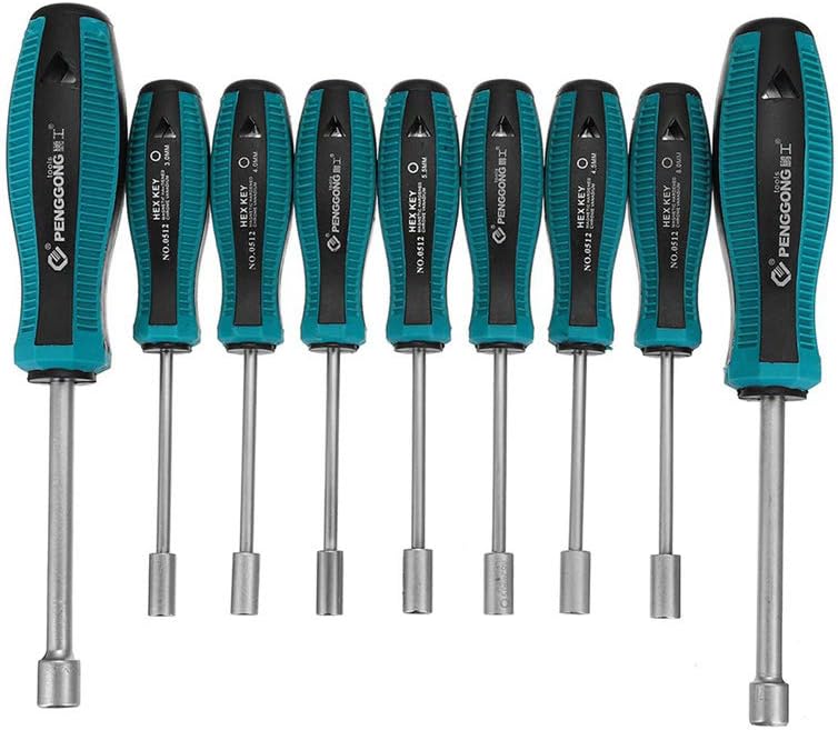 Meichoon 3-11mm Steckschlüssel-Schraubendreher Sechskant-Mutterschlüssel Schraubendreher 9pcs DF07B,