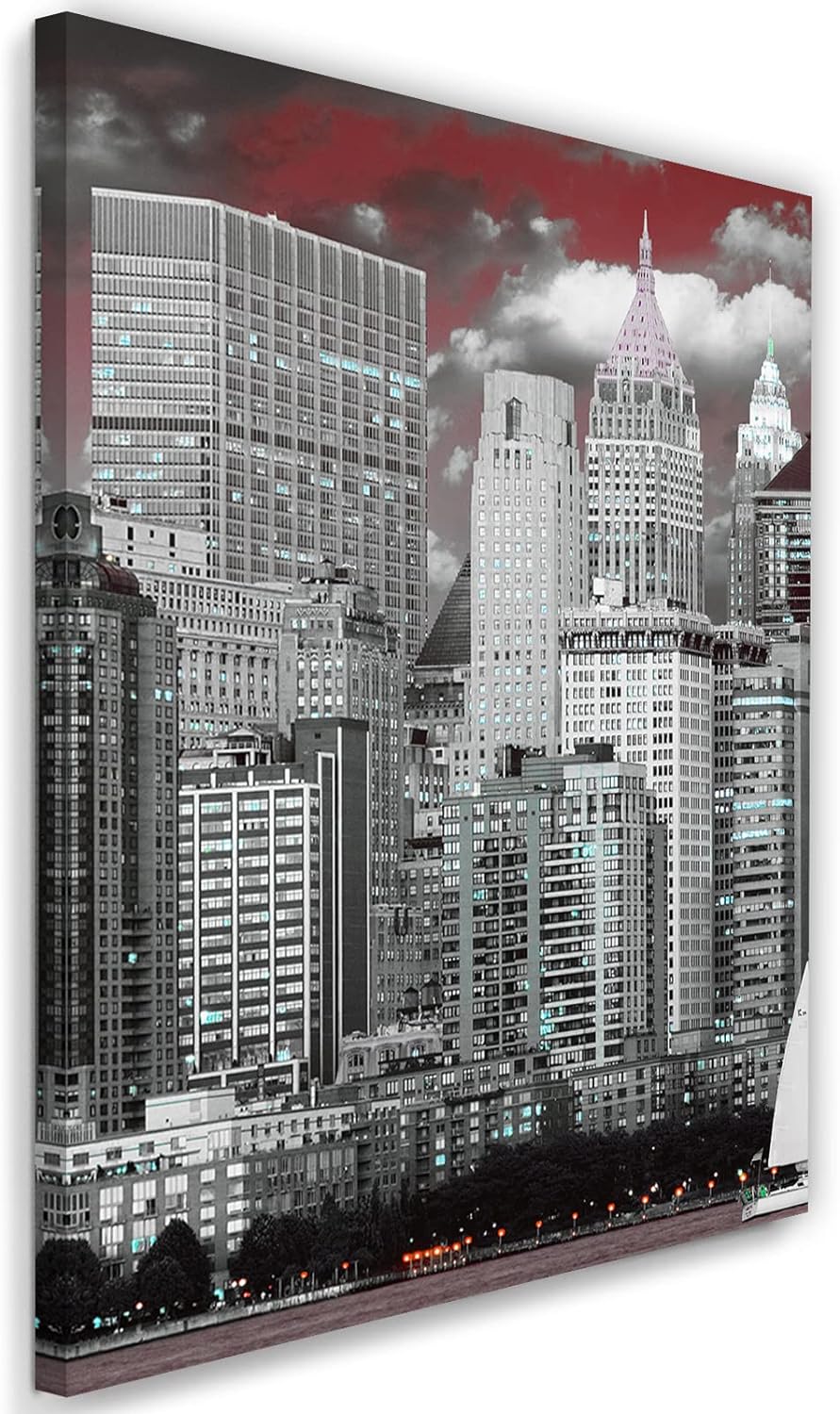 Feeby Vlies Leinwandbild Wall Street New York Trump Building 60x90 cm Druckbild Wandbild Wanddekorat