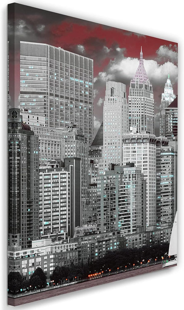 Feeby Vlies Leinwandbild Wall Street New York Trump Building 60x90 cm Druckbild Wandbild Wanddekorat