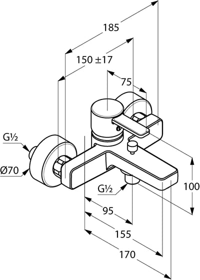 Kludi Zenta 386700575 Wannenfüll-Brause-Einhebelmischer DN 15, Chrom