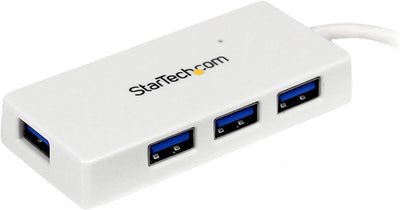 StarTech.com 4 Port USB 3.0 SuperSpeed Hub - Weiss - Portabler externer Mini USB Hub mit eingebautem