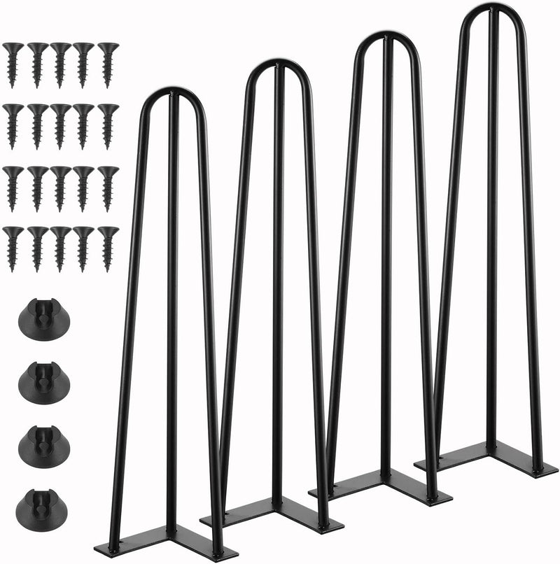 Knpwer 4 Stück Haarnadel Tischbein 60 cm,3 Stangen Haarnadel Füsse,DIY Black Hairpin Couchtisch Bein